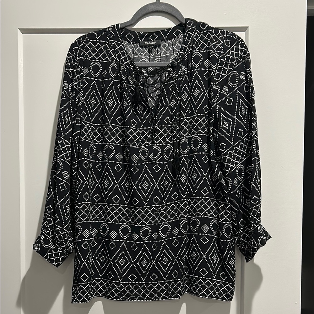 Madewell Black and White Geometric Women's Top